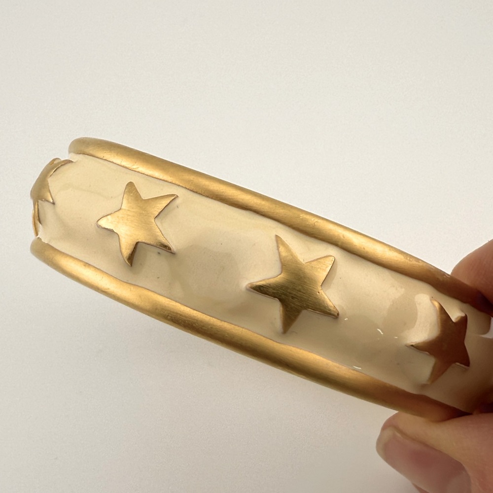 Vintage Ann Taylor Gold Tone Multi-Star White Bangle Bracelet Signed